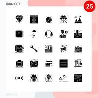 Set of 25 Modern UI Icons Symbols Signs for chip mission guide business romance Editable Vector Design Elements