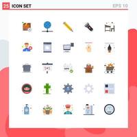 25 Creative Icons Modern Signs and Symbols of desk flash network torch flashlight Editable Vector Design Elements