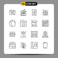 Universal Icon Symbols Group of 16 Modern Outlines of level balance scale theft balance file Editable Vector Design Elements