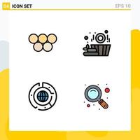 Modern Set of 4 Filledline Flat Colors Pictograph of ancient chart olympic games basket graph Editable Vector Design Elements