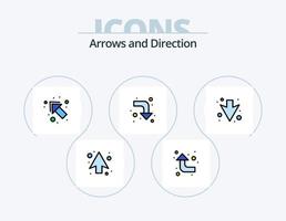 paquete de iconos llenos de línea de flecha 5 diseño de iconos. . . bien. lleno. flecha vector