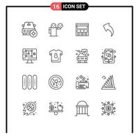 16 Creative Icons Modern Signs and Symbols of decrease back website up online Editable Vector Design Elements