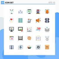 grupo universal de símbolos de iconos de 25 colores planos modernos de elementos de diseño de vectores editables de gas de alerta de computadora de campana de señal