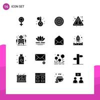 16 User Interface Solid Glyph Pack of modern Signs and Symbols of smart robot circle future risk Editable Vector Design Elements