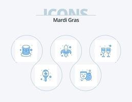 mardi gras blue icon pack 5 diseño de iconos. vino. beber. traje. arma. martes vector