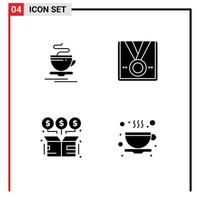 Universal Icon Symbols Group of 4 Modern Solid Glyphs of tea box hotel star exchange Editable Vector Design Elements