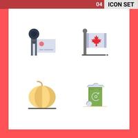 Modern Set of 4 Flat Icons Pictograph of camcorder maple recording autumn nature Editable Vector Design Elements