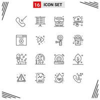 Stock Vector Icon Pack of 16 Line Signs and Symbols for wrong error bag online data Editable Vector Design Elements