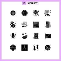 Mobile Interface Solid Glyph Set of 16 Pictograms of nature leaf magnifier autumn discount Editable Vector Design Elements