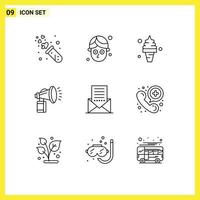 Stock Vector Icon Pack of 9 Line Signs and Symbols for horn can beach attribute summer Editable Vector Design Elements