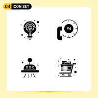Modern Set of 4 Solid Glyphs Pictograph of business astronomy idea communication ufo Editable Vector Design Elements