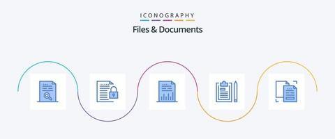 archivos y documentos paquete de iconos azul 5 que incluye archivo. portapapeles. candado. grafico. documento vector