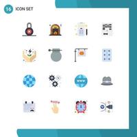 Modern Set of 16 Flat Colors and symbols such as power electricity marketing play fun Editable Pack of Creative Vector Design Elements