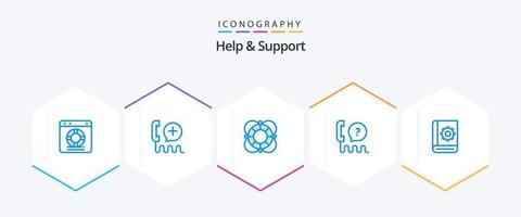 ayuda y soporte Paquete de 25 íconos azules que incluye la interfaz. cliente. interfaz. apoyo. Salvavidas vector