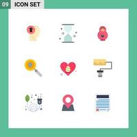 Modern Set of 9 Flat Colors and symbols such as search map timer heart mother Editable Vector Design Elements