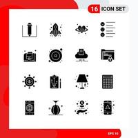 Universal Icon Symbols Group of 16 Modern Solid Glyphs of coin management valentine business text Editable Vector Design Elements