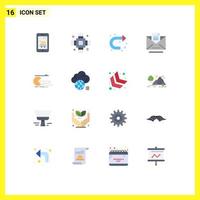 16 Flat Color concept for Websites Mobile and Apps letter draft electronic copy u turn Editable Pack of Creative Vector Design Elements