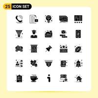 Set of 25 Modern UI Icons Symbols Signs for electronic component office card light Editable Vector Design Elements