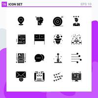 Universal Icon Symbols Group of 16 Modern Solid Glyphs of business search arrow optimization engine Editable Vector Design Elements