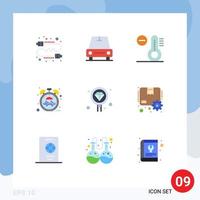 Flat Color Pack of 9 Universal Symbols of development coding climate time heart Editable Vector Design Elements