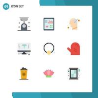 Group of 9 Modern Flat Colors Set for computer design pulse paper imagination Editable Vector Design Elements