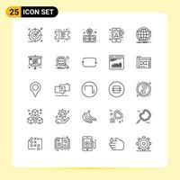 25 Thematic Vector Lines and Editable Symbols of global navigation business mobile gps Editable Vector Design Elements