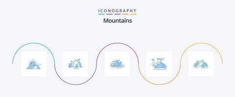 paquete de iconos de 5 montañas azules que incluye la naturaleza. colina. montaña. escena. paisaje vector