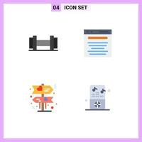 Mobile Interface Flat Icon Set of 4 Pictograms of dumbbells love business search music Editable Vector Design Elements