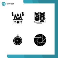 Group of Modern Solid Glyphs Set for hat clock mother navigation quick Editable Vector Design Elements