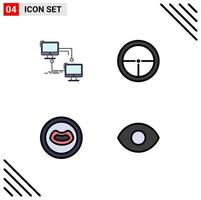 Filledline Flat Color Pack of 4 Universal Symbols of local target sync badge lips Editable Vector Design Elements