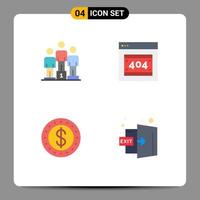 4 Flat Icon concept for Websites Mobile and Apps winners coin winners http error door Editable Vector Design Elements