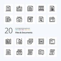 20 Files And Documents Line icon Pack like contact address document reminder paper vector