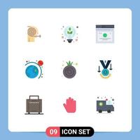 Universal Icon Symbols Group of 9 Modern Flat Colors of food space bulb astronomy quicklinks Editable Vector Design Elements