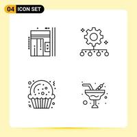 4 Universal Line Signs Symbols of elevator work plan up team management cookie Editable Vector Design Elements