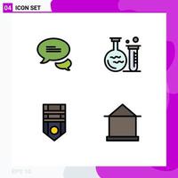 Set of 4 Modern UI Icons Symbols Signs for chatting rank tube education building Editable Vector Design Elements