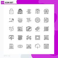 Pictogram Set of 25 Simple Lines of protected ideas shield online market protection internet Editable Vector Design Elements