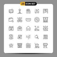 Group of 25 Modern Lines Set for competition molecule performance award atom integration Editable Vector Design Elements
