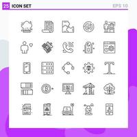 Pictogram Set of 25 Simple Lines of achieve abilities puzzle maze circle maze Editable Vector Design Elements