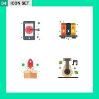 Set of 4 Vector Flat Icons on Grid for digital up agenda notebook alternative Editable Vector Design Elements