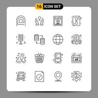 User Interface Pack of 16 Basic Outlines of light ray woman line split testing Editable Vector Design Elements