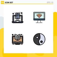 Set of 4 Modern UI Icons Symbols Signs for blog mobile elearning web blogging wifi online Editable Vector Design Elements