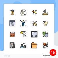 16 Thematic Vector Flat Color Filled Lines and Editable Symbols of stamp finance meal business left Editable Creative Vector Design Elements