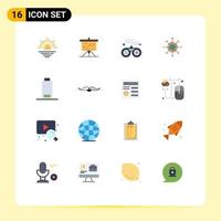 16 User Interface Flat Color Pack of modern Signs and Symbols of target dart success board game Editable Pack of Creative Vector Design Elements