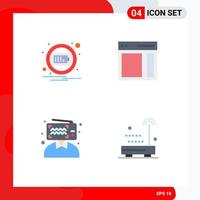 4 Creative Icons Modern Signs and Symbols of battery blogger notification right broadcasting Editable Vector Design Elements