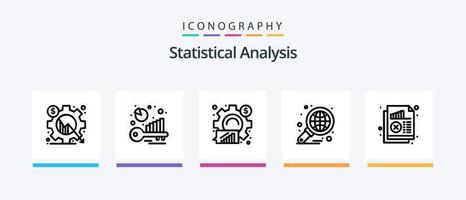 paquete de iconos de la línea 5 de análisis estadístico que incluye evaluación en línea. analítica. análisis. engranaje. diagrama. diseño de iconos creativos vector
