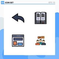 4 Universal Filledline Flat Colors Set for Web and Mobile Applications arrow website layout education layout business Editable Vector Design Elements