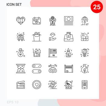 25 Universal Lines Set for Web and Mobile Applications umbrella shop coin ecommerce income Editable Vector Design Elements