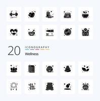20 Wellness Solid Glyph icon Pack like spa stone healthy spa massage vector