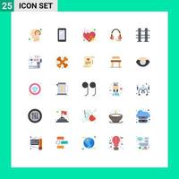 Pack of 25 Modern Flat Colors Signs and Symbols for Web Print Media such as headset communication huawei call heart Editable Vector Design Elements