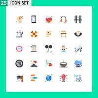 Pack of 25 Modern Flat Colors Signs and Symbols for Web Print Media such as headset communication huawei call heart Editable Vector Design Elements